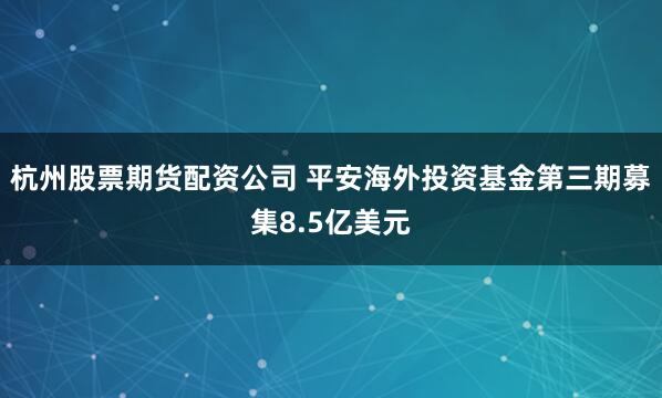 杭州股票期货配资公司 平安海外投资基金第三期募集8.5亿美元